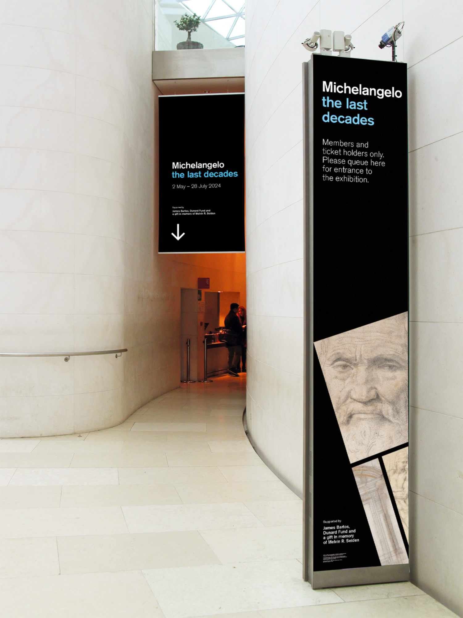 Entrance banner for 'Michelangelo: the last decades'